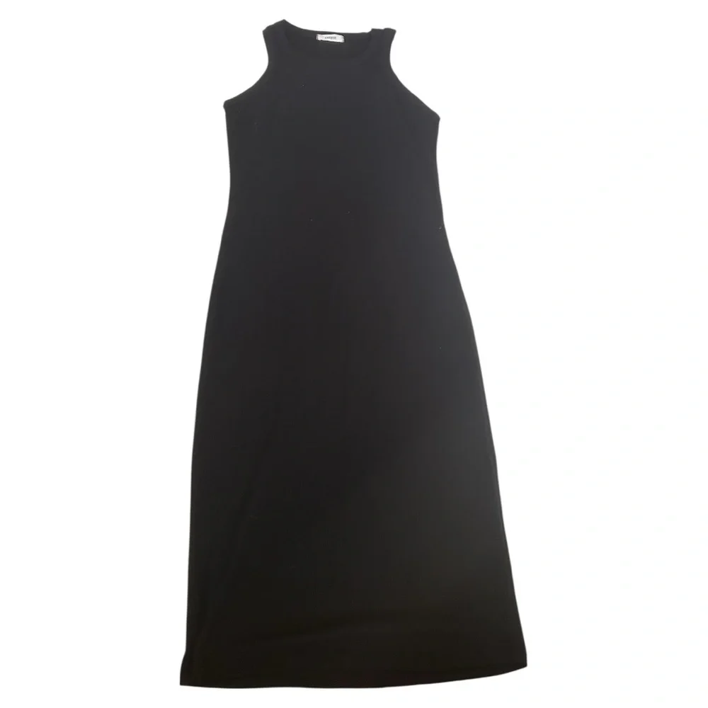 Cherish black ribbed racerback sleeveless maxi dress